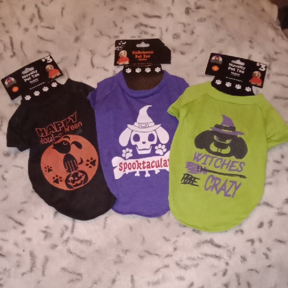 Halloween Dog Tee Set Size Medium - Purple, Green, Black